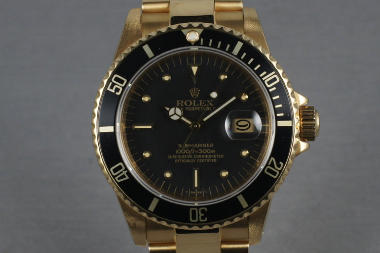 Submariner 18K 16808 Black Nipple Dial with Box and Papers