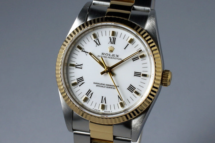 1994 Rolex Two Tone Oyster Perpetual 14233 White Roman Dial