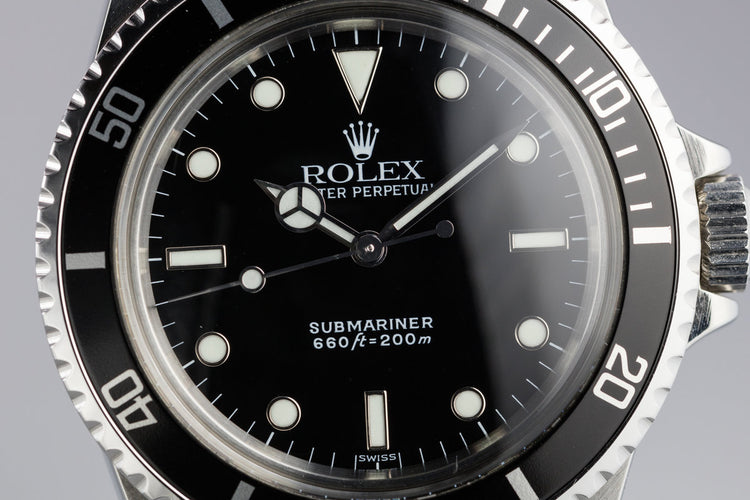 1986 Rolex Submariner 5513 Glossy "SWISS" Only Luminova Service Dial with Box and Papers