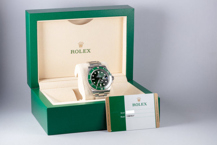 2016 Rolex Green Submariner 116610LV "Hulk" with Box and Papers