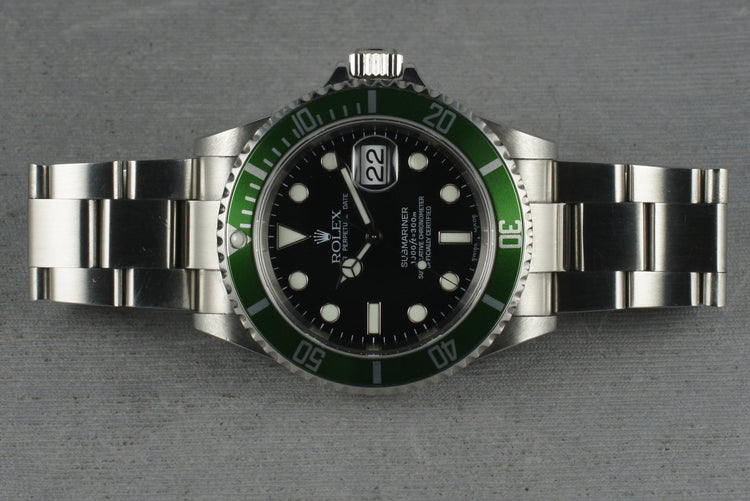 2004 Rolex Green Submariner 16610 LV Mark 1 dial and Mark 2 bezel