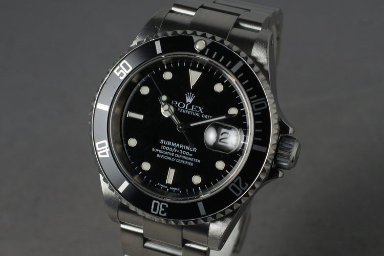 2001 Rolex Submariner 16610 with Box and Papers