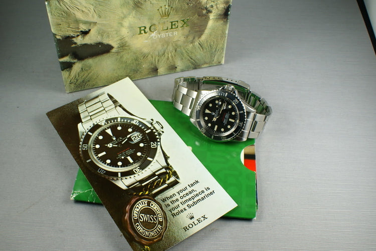 Rolex Red Submariner 1680 with Box, Papers, and Advertising material