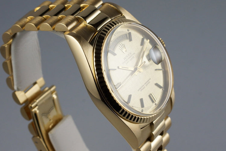 1972 Rolex YG Day-Date 1803 Champagne Linen Sigma Dial