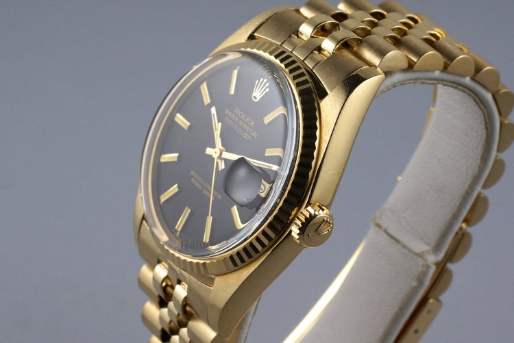 1972 Rolex YG DateJust 1601 Matte Black Dial