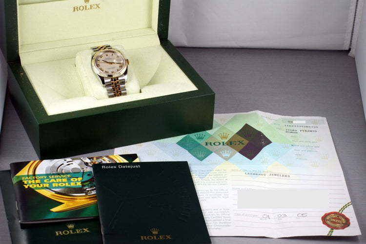 2003 Rolex Two Tone DateJust 116233 with Box and Papers