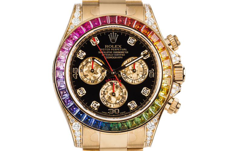 Rolex 18K YG "RAINBOW" Daytona 116528RBOW with Box and Papers