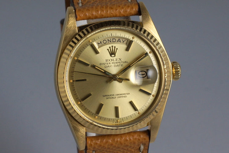 1975 Rolex YG Day-Date 1803 Champagne Dial with Box and Papers