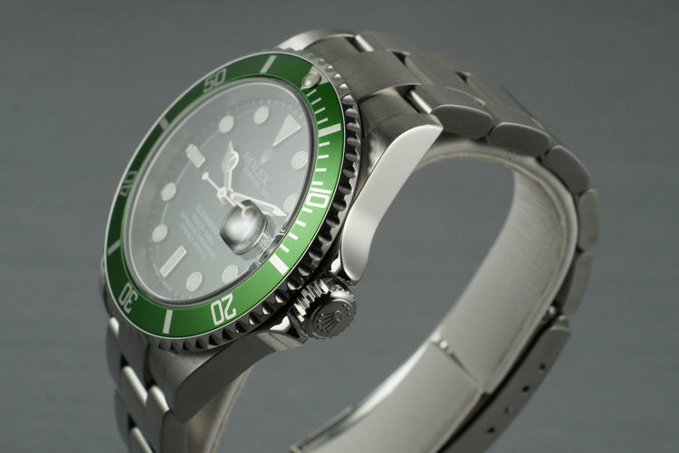 2005 Rolex Green Submariner 16610V with Box and Papers