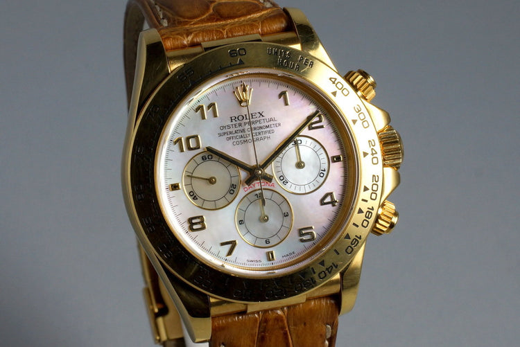 1999 Rolex YG Zenith Daytona 16518 Mother of Pearl Dial