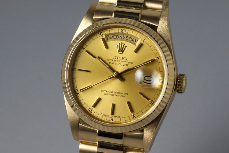 1985 Rolex YG Day Date 18038 with Papers