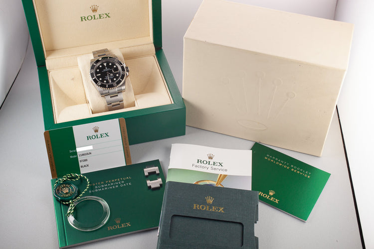 Mint 2015 Rolex Submariner 116610LN in Factory Stickers with Box and Papers