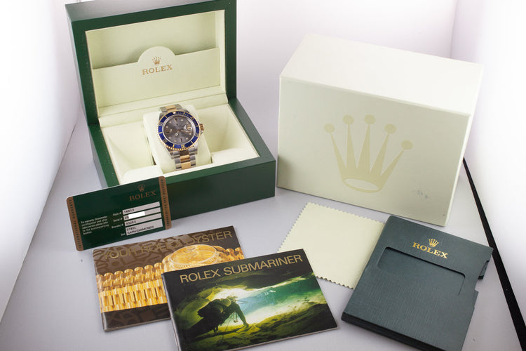 2006 Rolex Two-Tone Submariner 16613 Serti Dial with Box and Papers