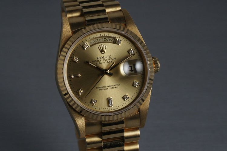1995 Rolex YG Day-Date 18238 with Diamond Dial
