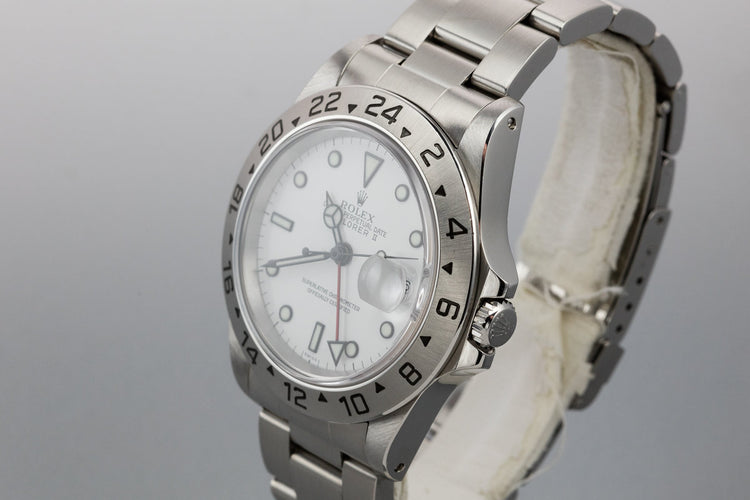 1999 Rolex Explorer II 16570 with SWISS Only White Dial
