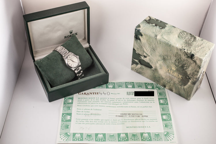 1997 Rolex Mid Size Oyster Perpetual 67480 Silver Dial with Box and Papers