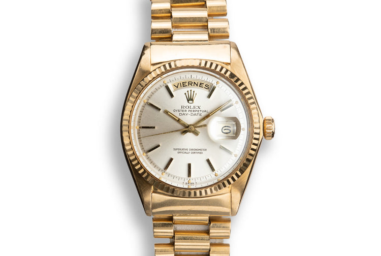 1967 Rolex 18K YG Day-Date 1803 Silver Dial