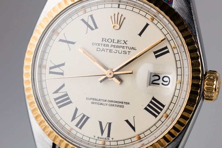 1977 Rolex Two Tone DateJust 1601 Roman Numeral Dial with Papers