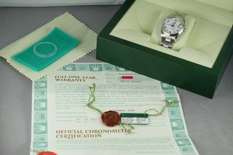 2000 Rolex White Arabic Dial Date 15200 With Box & Papers