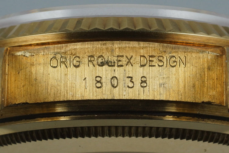 1984 Rolex YG Day-Date 18038 Tapestry Dial