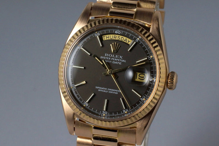 1972 Rolex Rose Gold Day-Date 1803 Black Dial