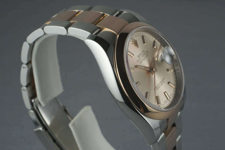 2006 Rolex Datejust 116201 Rose Gold and Stainless with Box and Papers