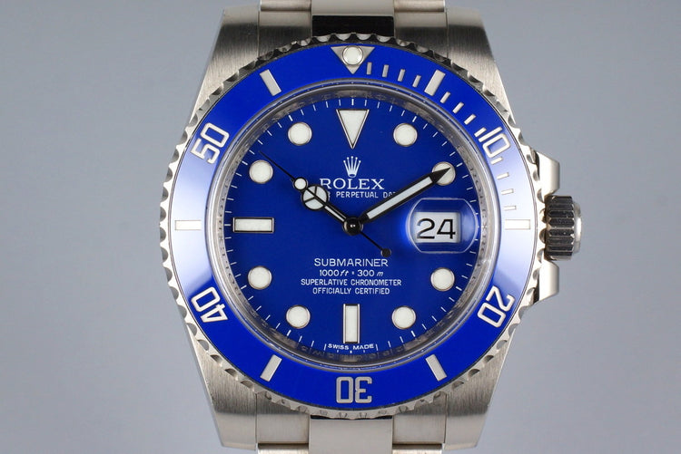 2012 Rolex WG Blue Submariner 116619 with Box and Papers