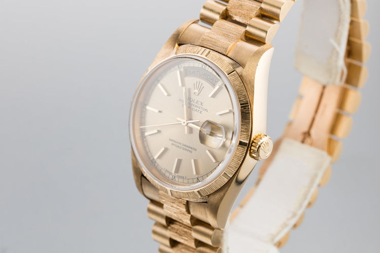1991 Rolex 18K YG Bark Day-Date 18248 with Box