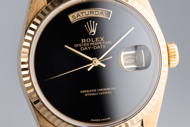1989 Rolex 18K Day-Date 18238 with Onyx Stone Dial