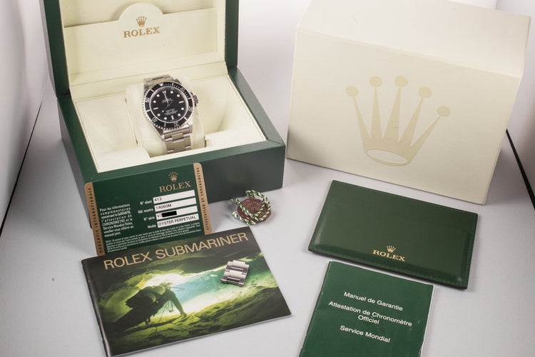 2009 Rolex Submariner 14060 4 Line Dial with Box and Papers