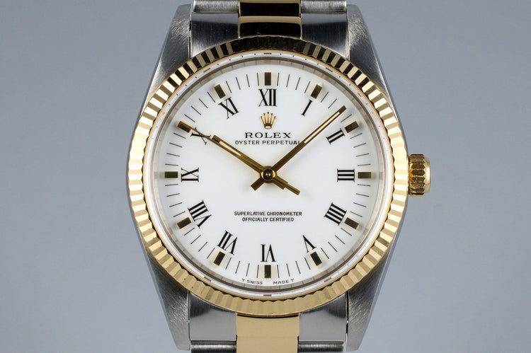 1994 Rolex Two Tone Oyster Perpetual 14233 White Roman Dial