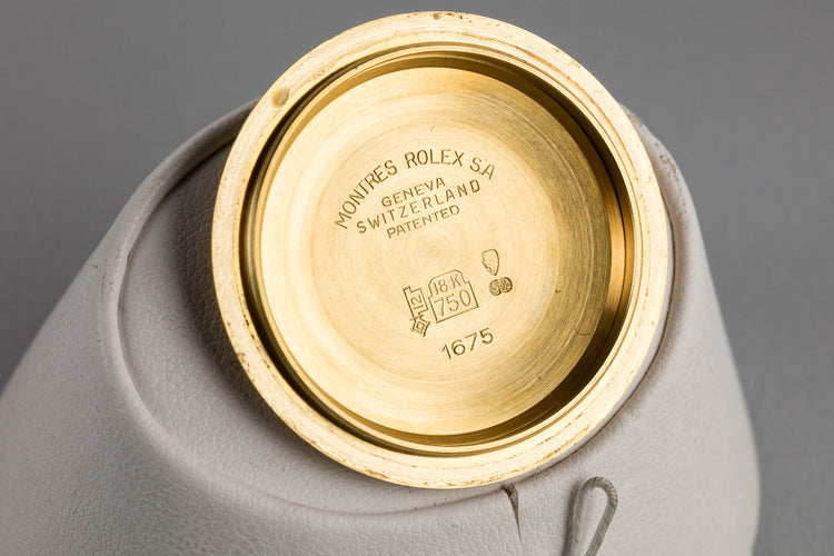 1979 Rolex 18K YG GMT-Master 1675 Black Nipple Dial with Box and Papers