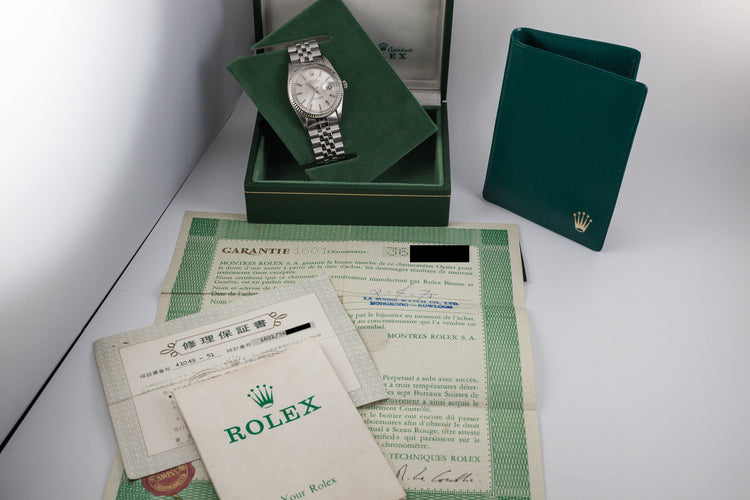 1972 Rolex Datejust 1601 Silver Dial with Box and Papers