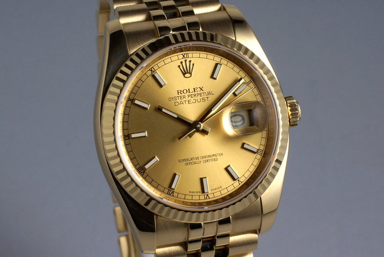2013 Rolex YG DateJust 116238 with Box and Papers