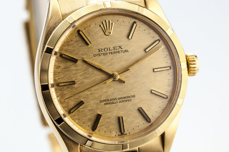 1971 Rolex Yellow Gold Oyster Perpetual 1005 Gold Mosaic Dial