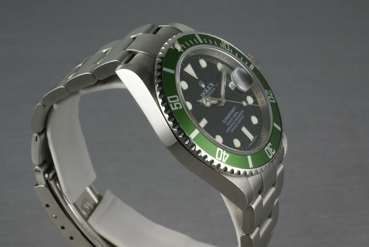 Rolex Green Submariner 16610 LV with Box and Papers