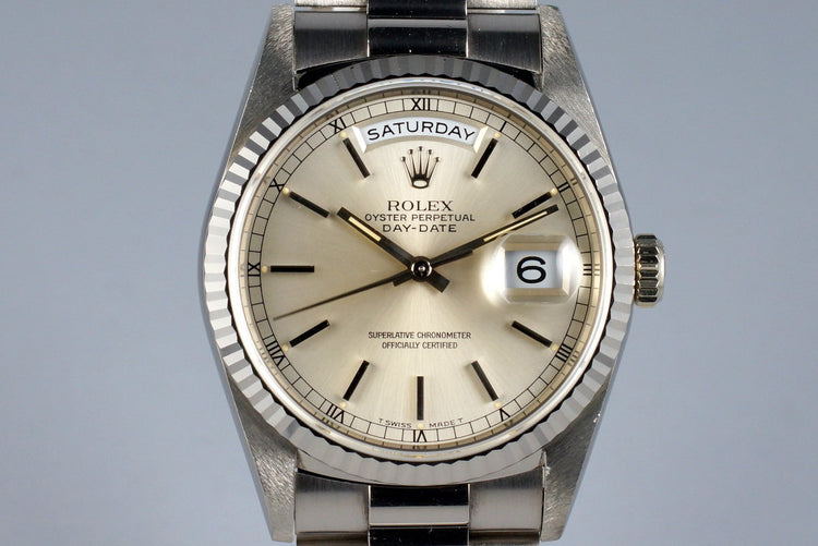 1995 Rolex WG Day-Date 18239 Silver Dial