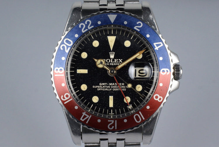 1963 Rolex GMT 1675 PCG Gilt UNDERLINE Dial with RSC Papers