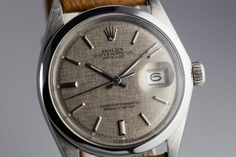 1971 Rolex DateJust 1600 Smooth Bezel with Grey Linen Sigma Dial