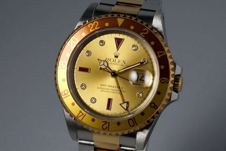 1991 Rolex Two Tone GMT II 16713 Serti Dial