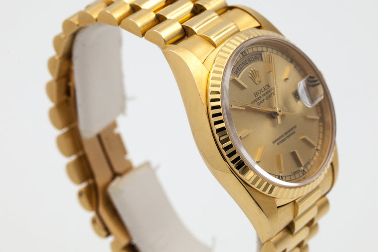 1991 Rolex YG Day-Date 18238 with Box and Papers