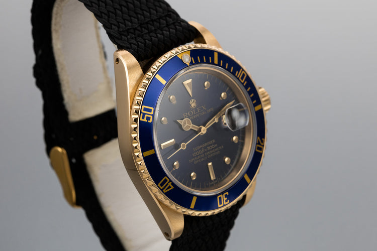 1980 Rolex 18K YG Submariner 16808 with Blue Nipple Dial