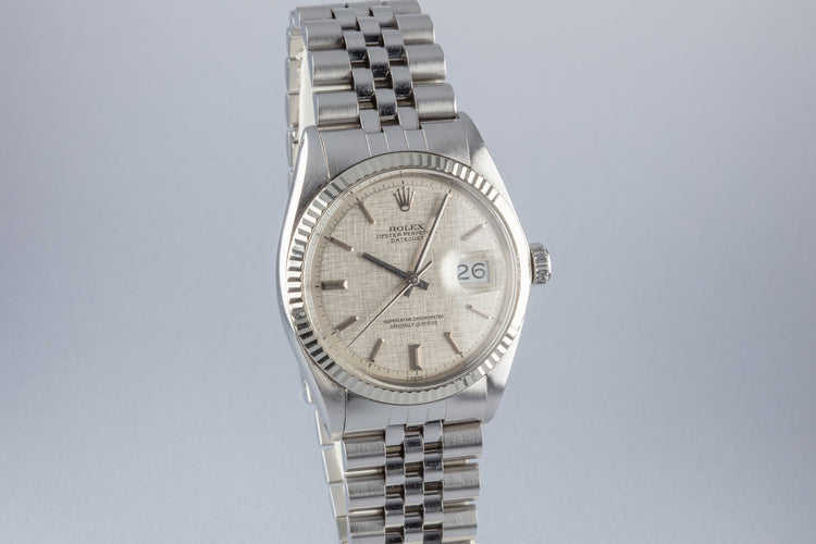 1973 Rolex DateJust 1601 with No Lume Silver Linen Dial