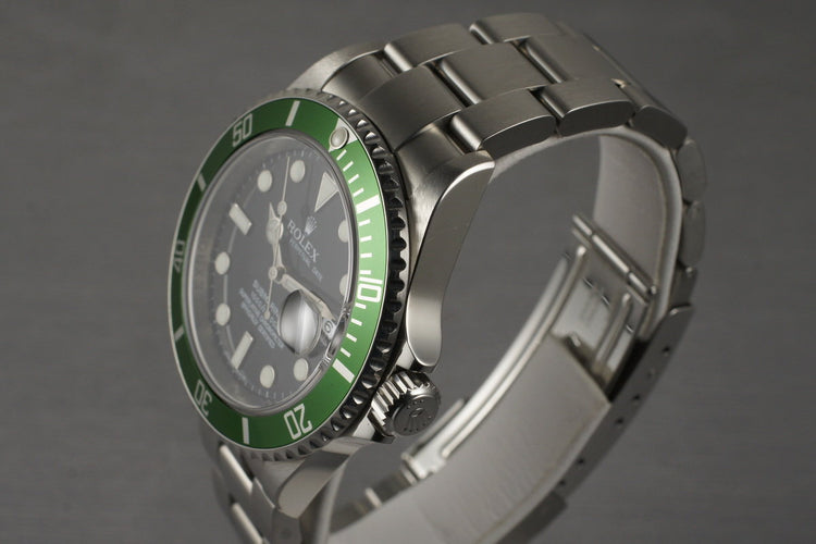 2007 Rolex Green Submariner 16610V with Box and Papers