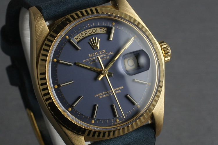 Rolex Vintage 18K YG President: Ref 1803 with Blue Dial