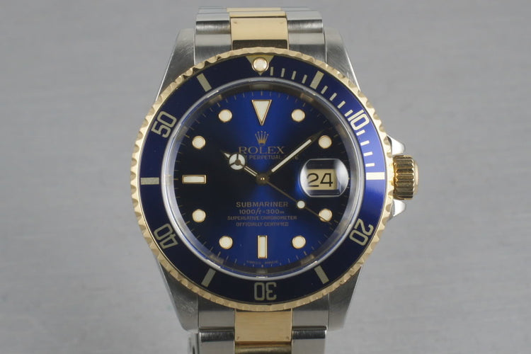 Rolex Submariner 18K/SS Blue Dial 16613 with Box and Papers