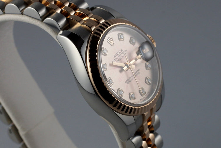 2009 Rolex Ladies Two Tone DateJust 179171 Factory Diamond Rose Dial with Papers