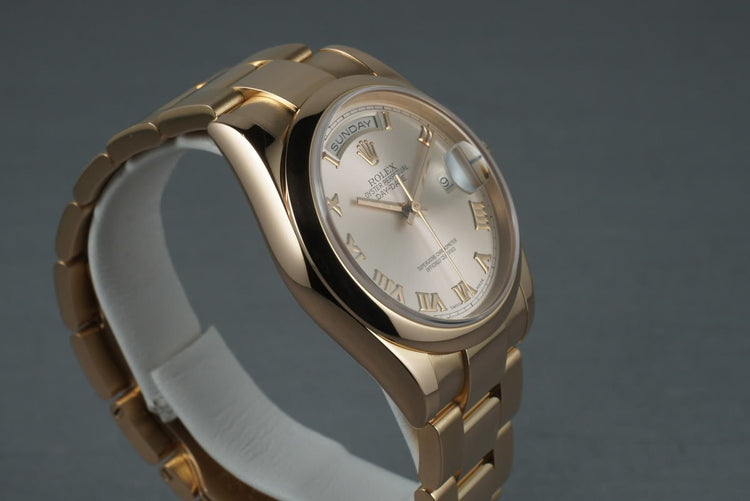 2000 President Rose Gold 118205 smooth bezel Oyster bracelet