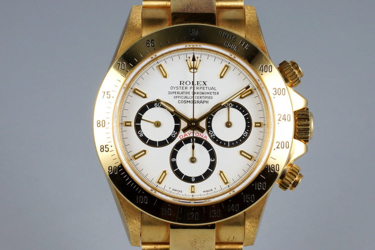 1991 Rolex YG Zenith Daytona 16528 White Dial