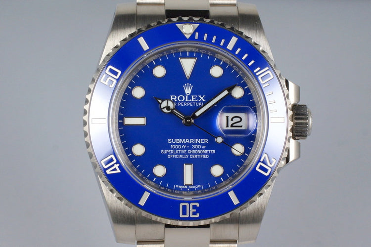 2016 Rolex WG Blue Submariner 116619 with Box and Papers